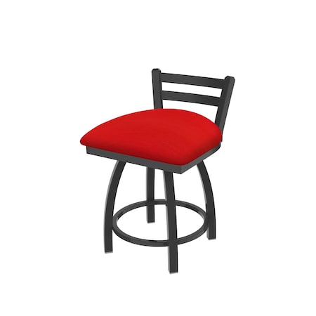 Holland Bar Stool Co 18" Low Back Swivel Vanity Stool, Pewter Finish, Canter Red Seat 41118PW011